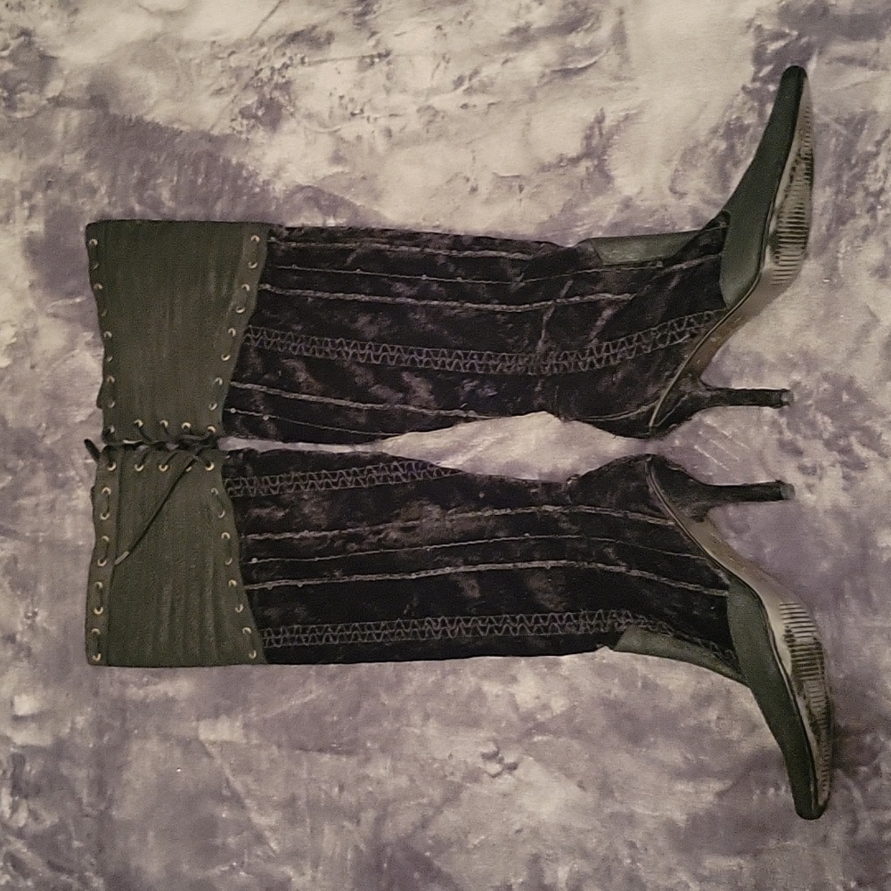 🖤VELVET AND SEQUINED OVER THE KNEE BOOTS SIZE 8.5